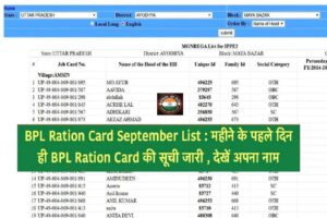 BPL Ration Card September List 
