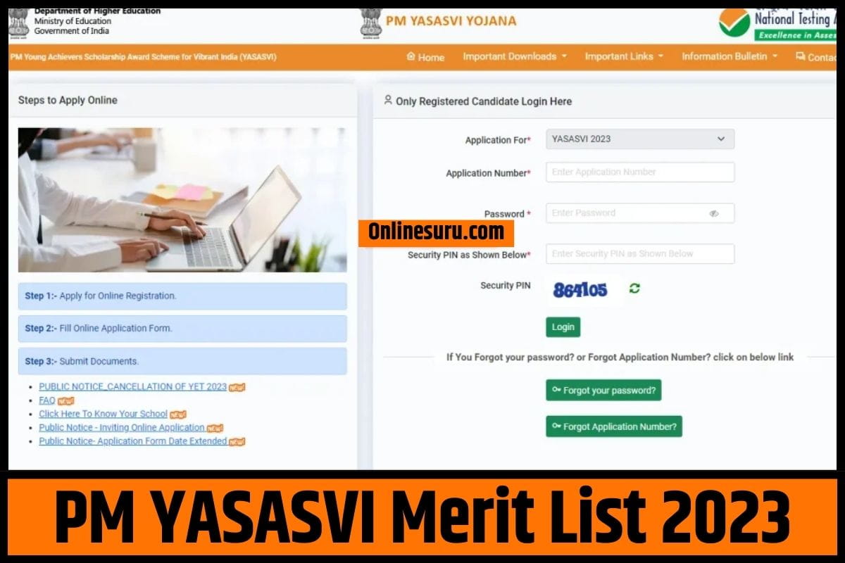 PM YASASVI Merit List