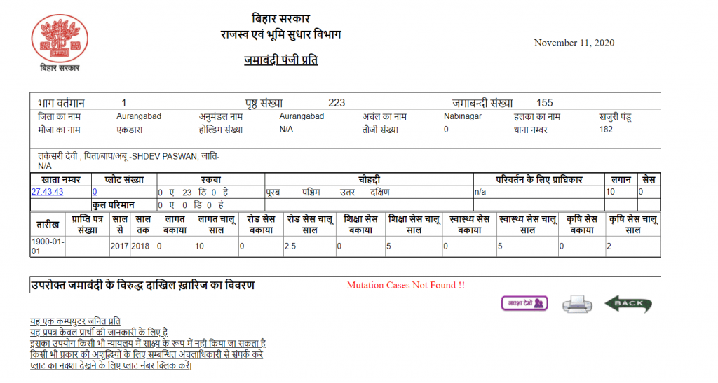 Jamabandi Bihar 