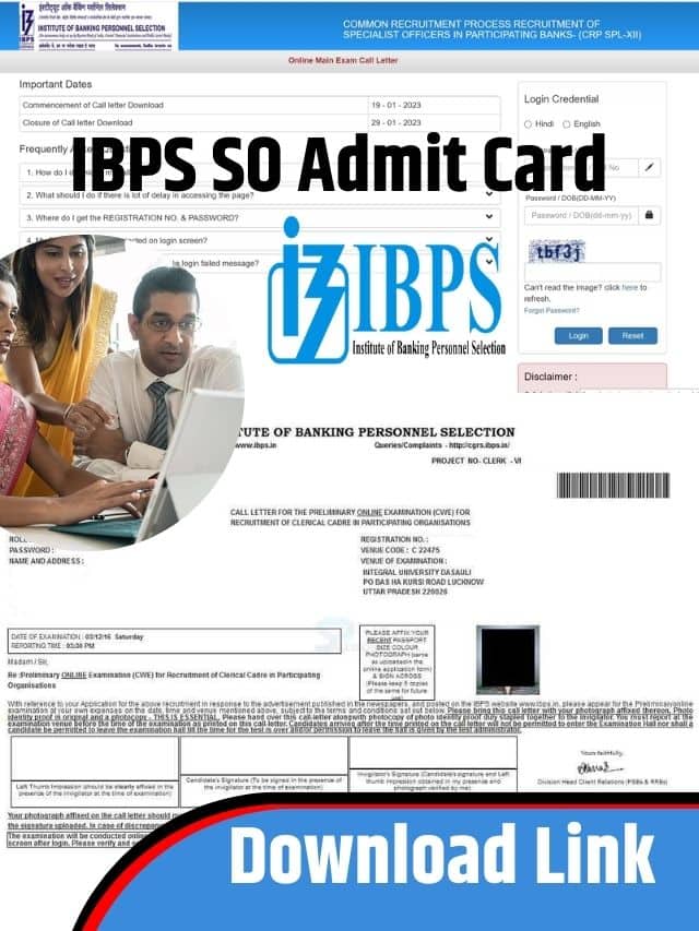 IBPS SO Admit Card 2023: For Prelims Exam, Download Link & Examination Date Out