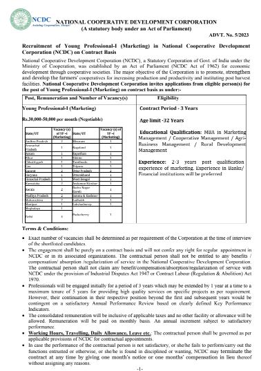 NCDC Vacancy 