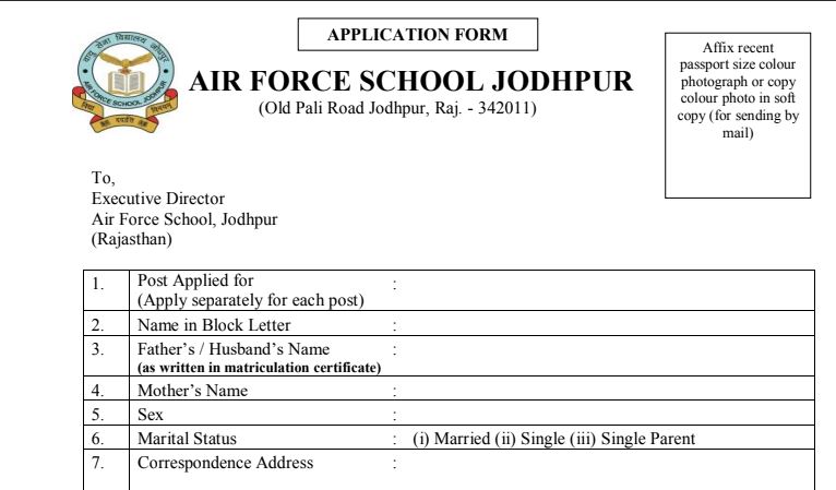 Airforce School Vacancy