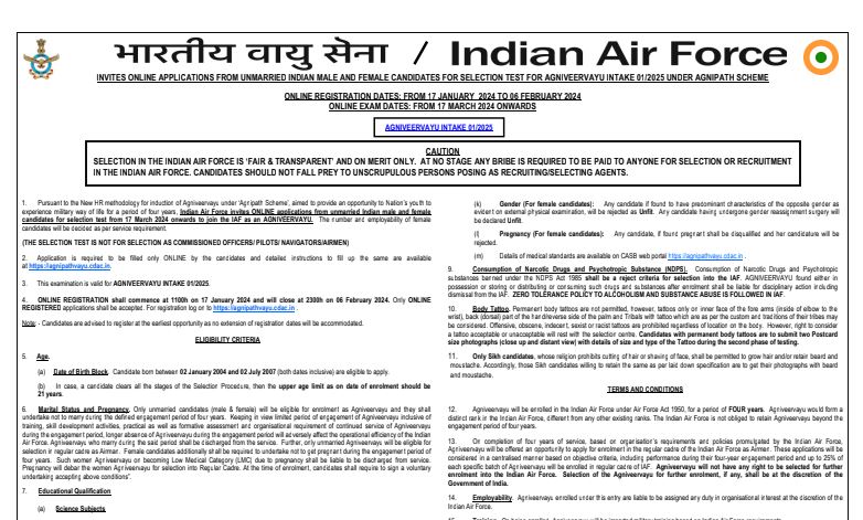Airforce Agniveer Vacancy 