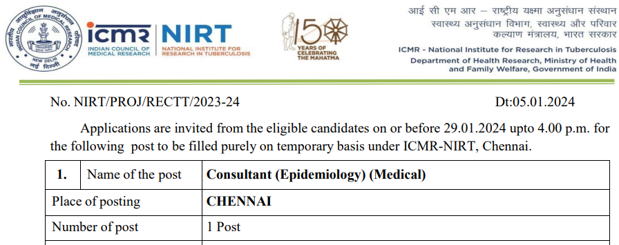 Indian Council of Medical Research Vacancy