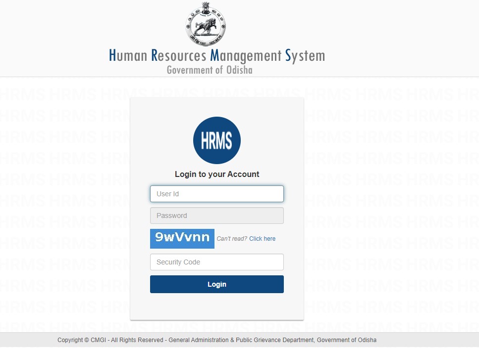 HRMS Odisha Login