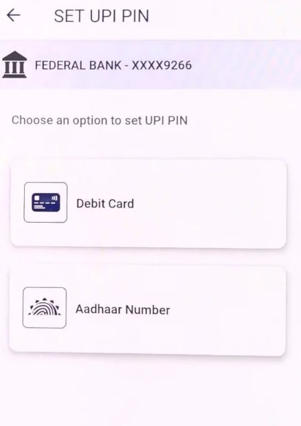 Create UPI PIN with Aadhaar Card